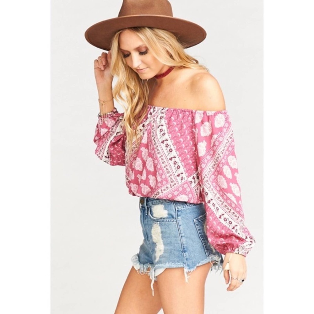 Show Me your Mumu Lima Scrunch Top in Red Wine Paisley